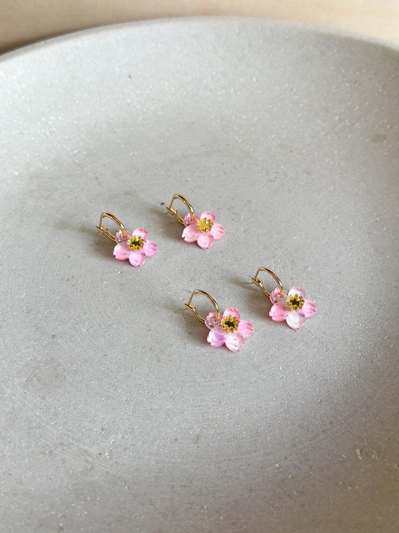 Blossom Hoop - Hand Painted - Spring Blooms Acrylic Earrings