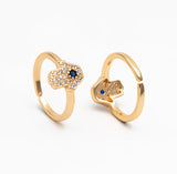 Hamsa Hand Ring - Adjustable Gold Ring