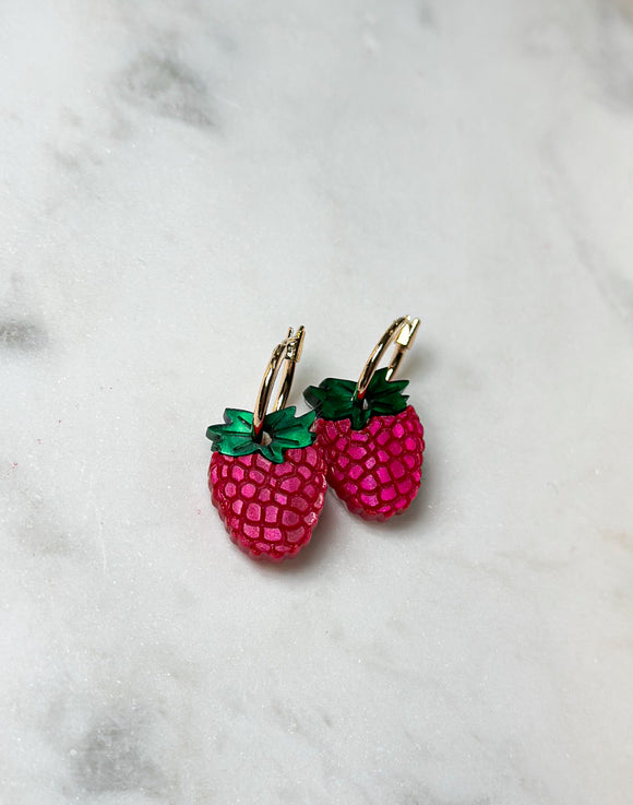 Raspberry Hoops - Fresh Harvest - Acrylic Earrings
