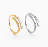 Pearl Pave Ring - Adjustable Gold/Silver Ring