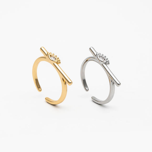 Bar Eye Ring - Adjustable Gold/Silver Ring