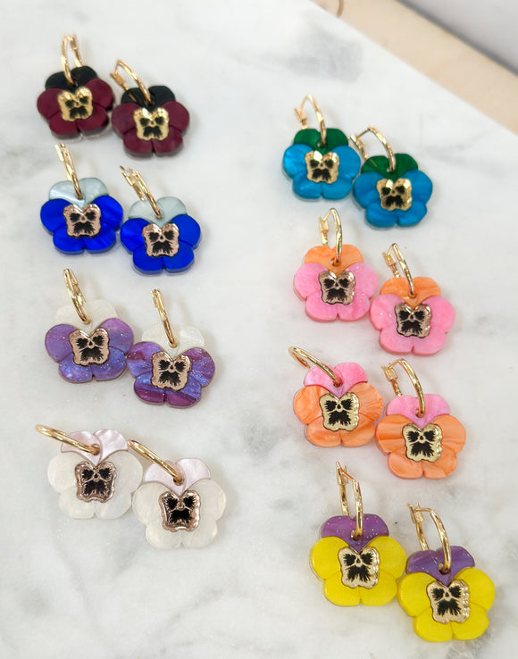 Pansy Hoop - In Bloom - Acrylic Earrings