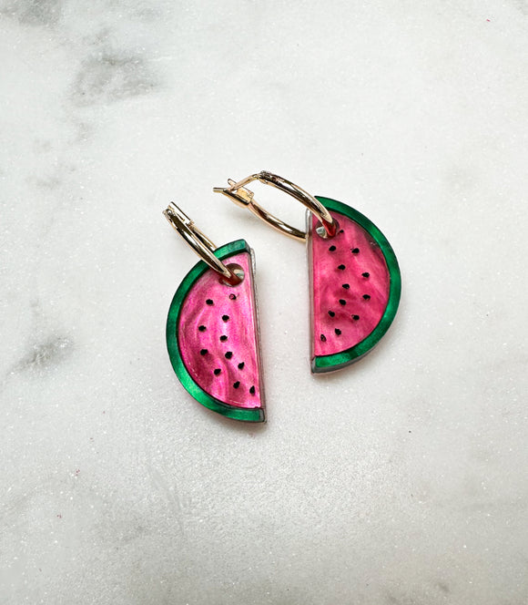 Watermelon Hoops - Fresh Harvest- Acrylic Earrings