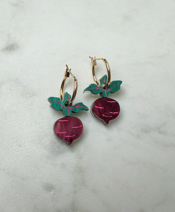 Chubby Beet Hoops - Fresh Harvest - Acrylic Earrings