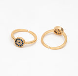 Evil Eye Sapphire Pave Adjustable Gold Ring