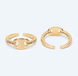Mariner Link Pave Ring - Adjustable Gold Ring