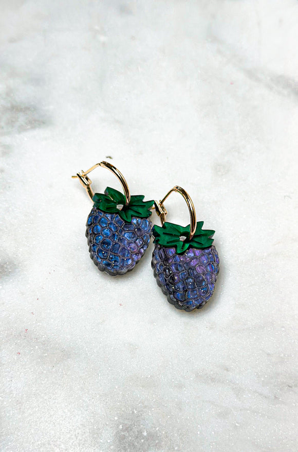 Blackberry Hoops - Fresh Harvest - Acrylic Earrings