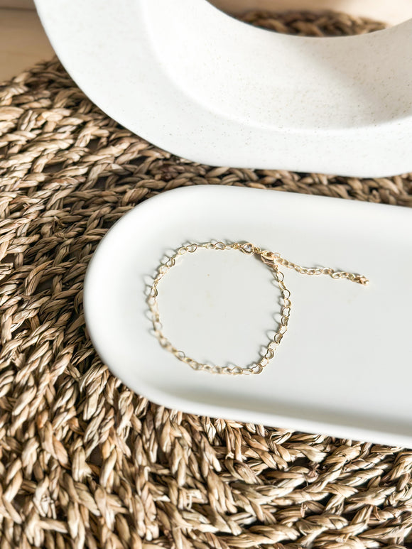 Lovers Bracelet - Gold Heart Link and Charm Bracelet