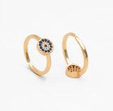 Evil Eye Sapphire Pave Adjustable Gold Ring