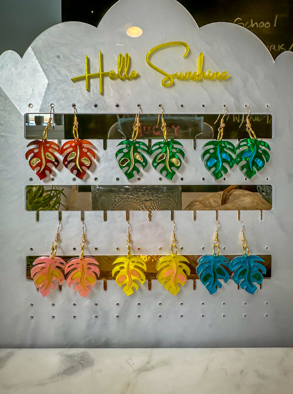Monstera Dangle- Bloom - Acrylic Earrings
