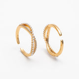 Pave & Pearl X Adjustable Gold/Silver Ring