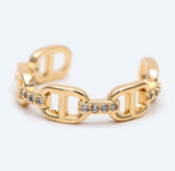 Pave Chain Pinky/Midi Ring - Adjustable Gold Ring