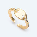 Mariner Link Pave Ring - Adjustable Gold Ring