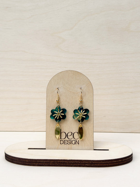 Flora Leaf Dangle - Hand Painted Acrylic Earrings