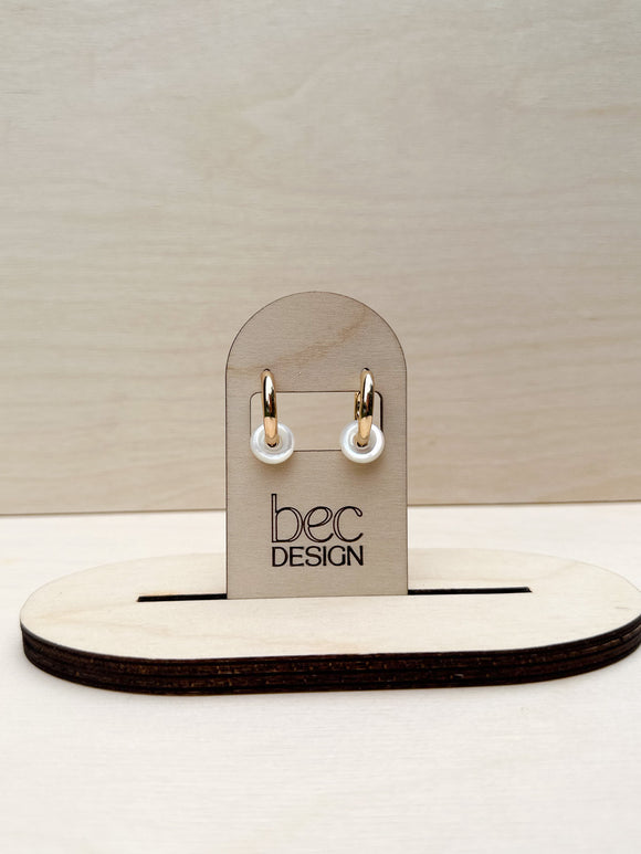 Claire- Gold / Mother of Pearl Huggie Earrings