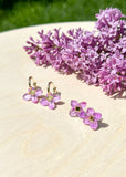 Lilac Hoop - Hand Painted - Spring Blooms Acrylic Earrings