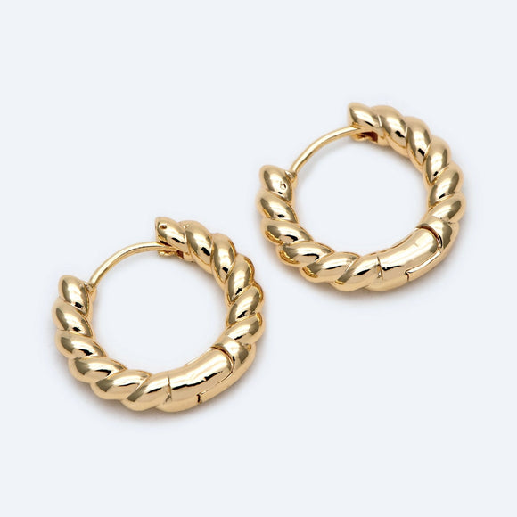 Emma - Gold Silver Rope Huggie Earrings
