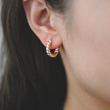 Emma - Gold Silver Rope Huggie Earrings