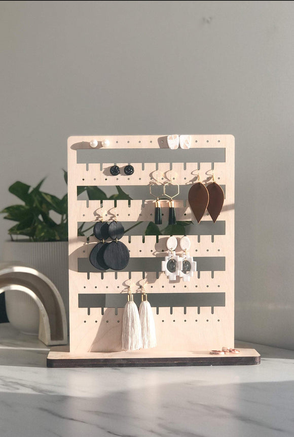 Free-Standing Wood Earring Organizer