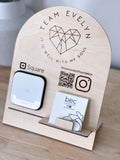 Payment Stand - Branded Square Upright Tap - QR Code - Business Card Holder