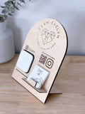 Payment Stand - Branded Square Upright Tap - QR Code - Business Card Holder