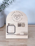 Payment Stand - Branded Square Upright Tap - QR Code - Business Card Holder